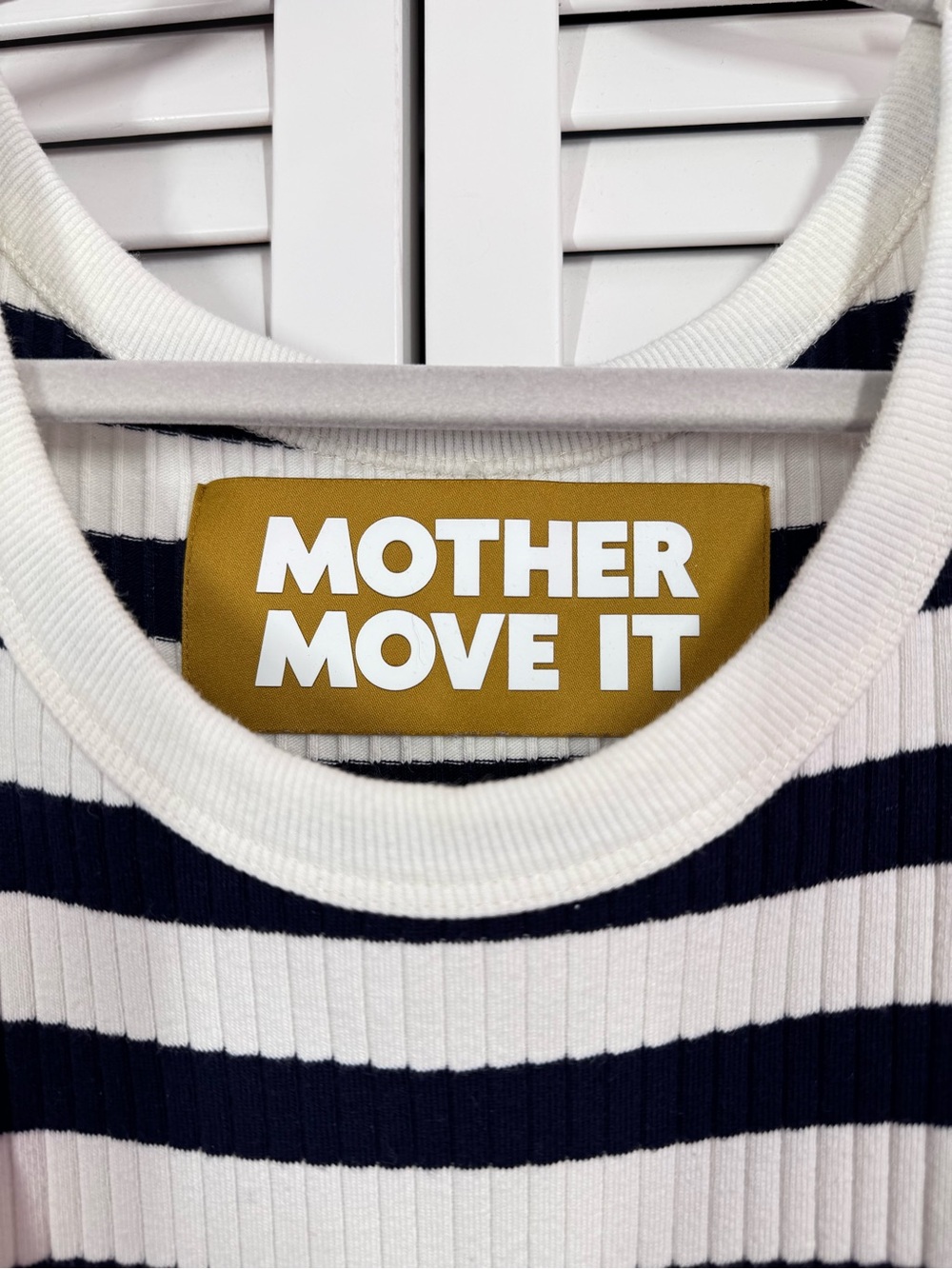 MOTHER The Chin Ups Midi Ribbed Tank Dress Stripes White Navy Bodycon Small - Picture 8 of 14